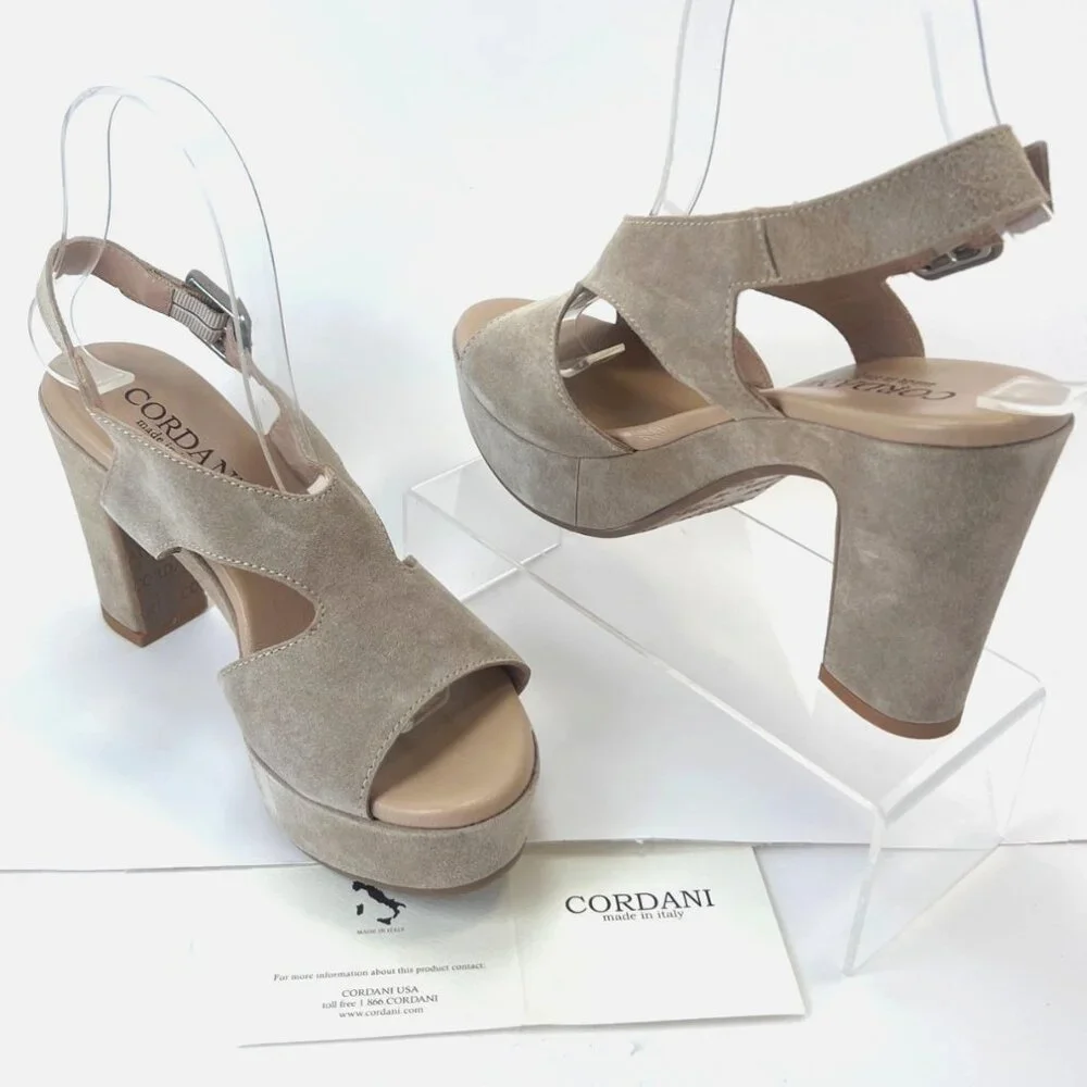 Cordani Taylin Suede Sandals Heeled Women Straps Platform Shoes Size 37 US6.5